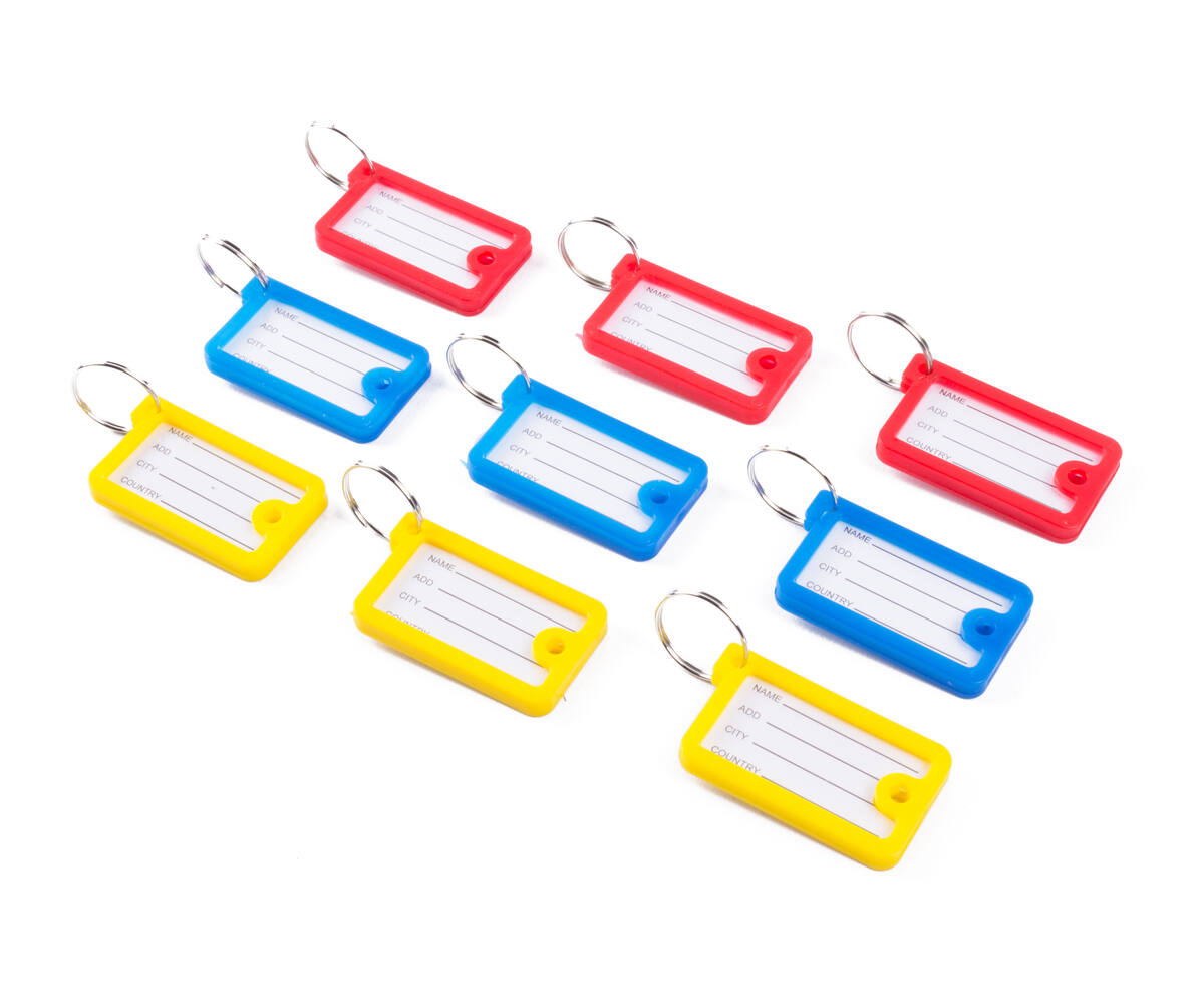 9-delige Rechthoekige Sleutellabel Set met Ophangfunctie 4,5x2,5 cm