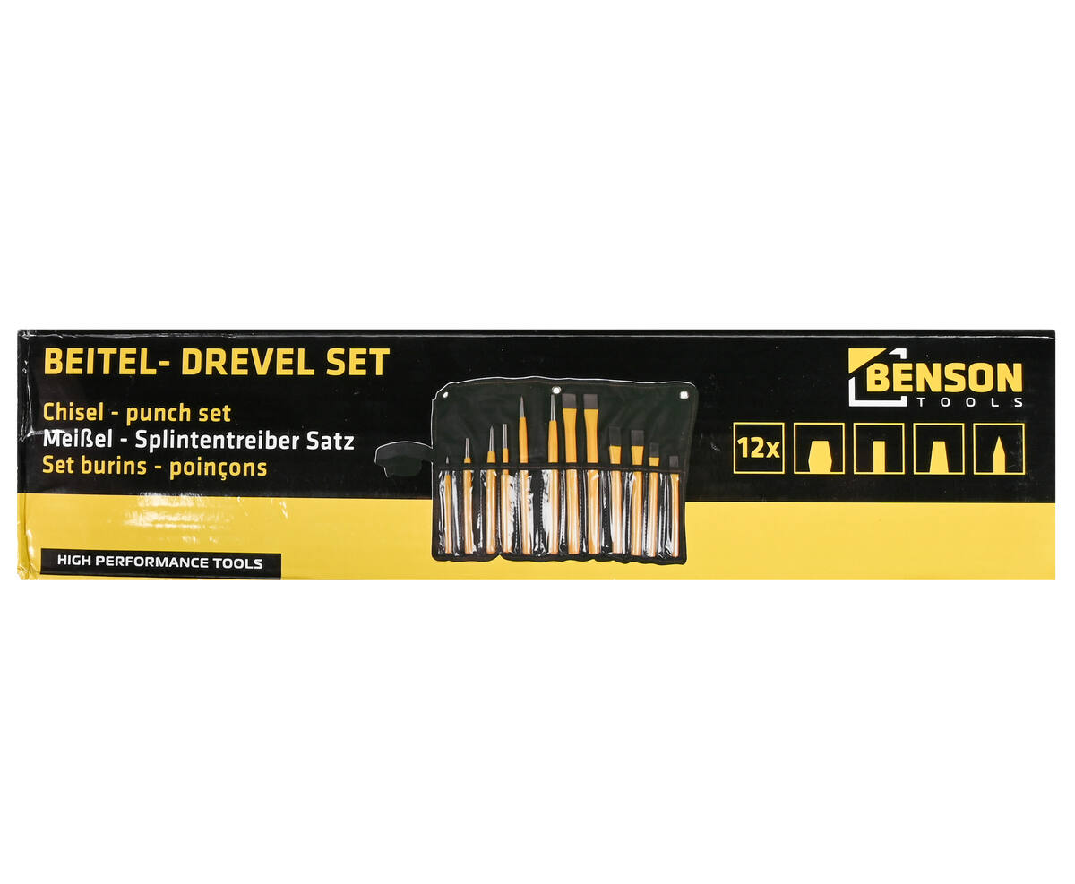 12-delige Beitel & Drevel Set Jumbo - Voor Hout- en Metaalbewerking