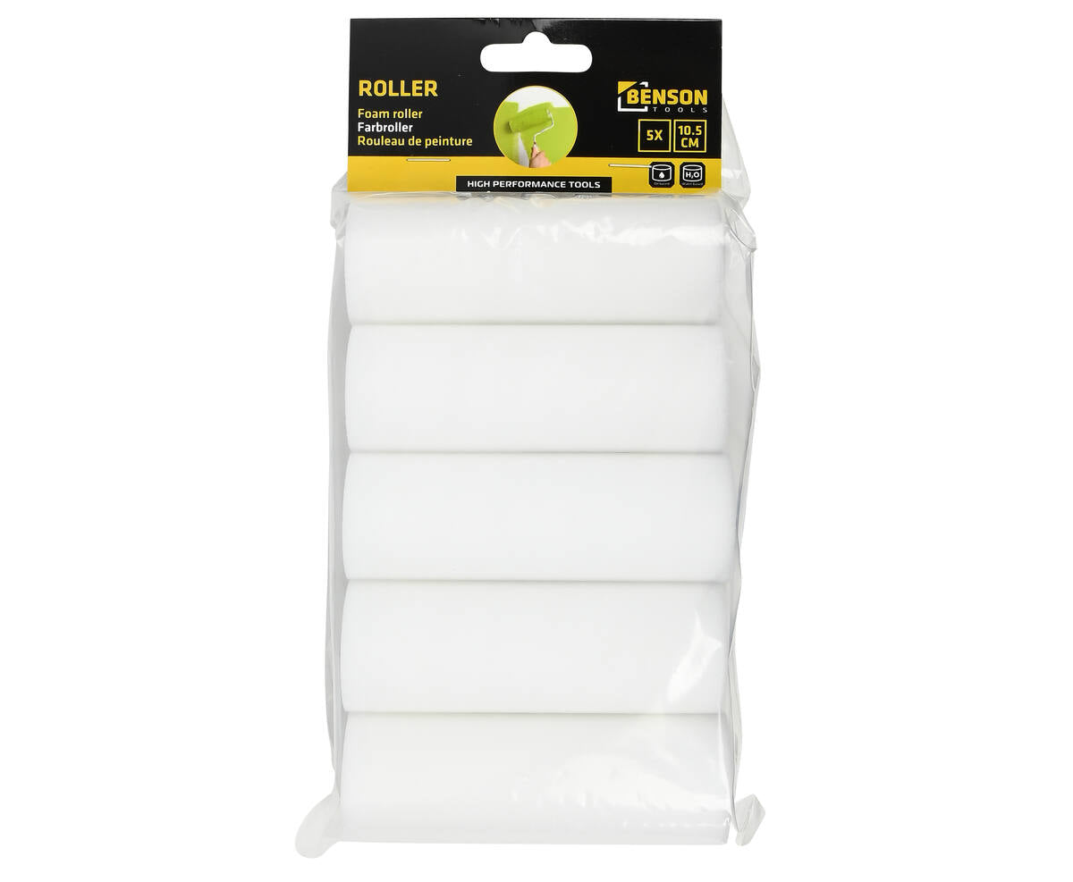 Lakroller Foam 10 cm Set 5 Stuks - Voor Gladde Verf- en Lakafwerking