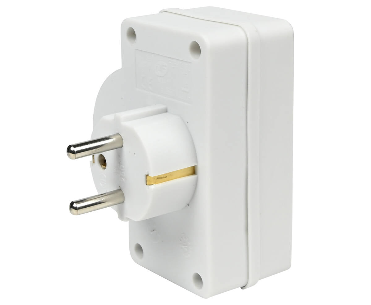 Stopcontact A-pin 16A + Schakelaar, 3680W, Duo Wit voor FR/BE