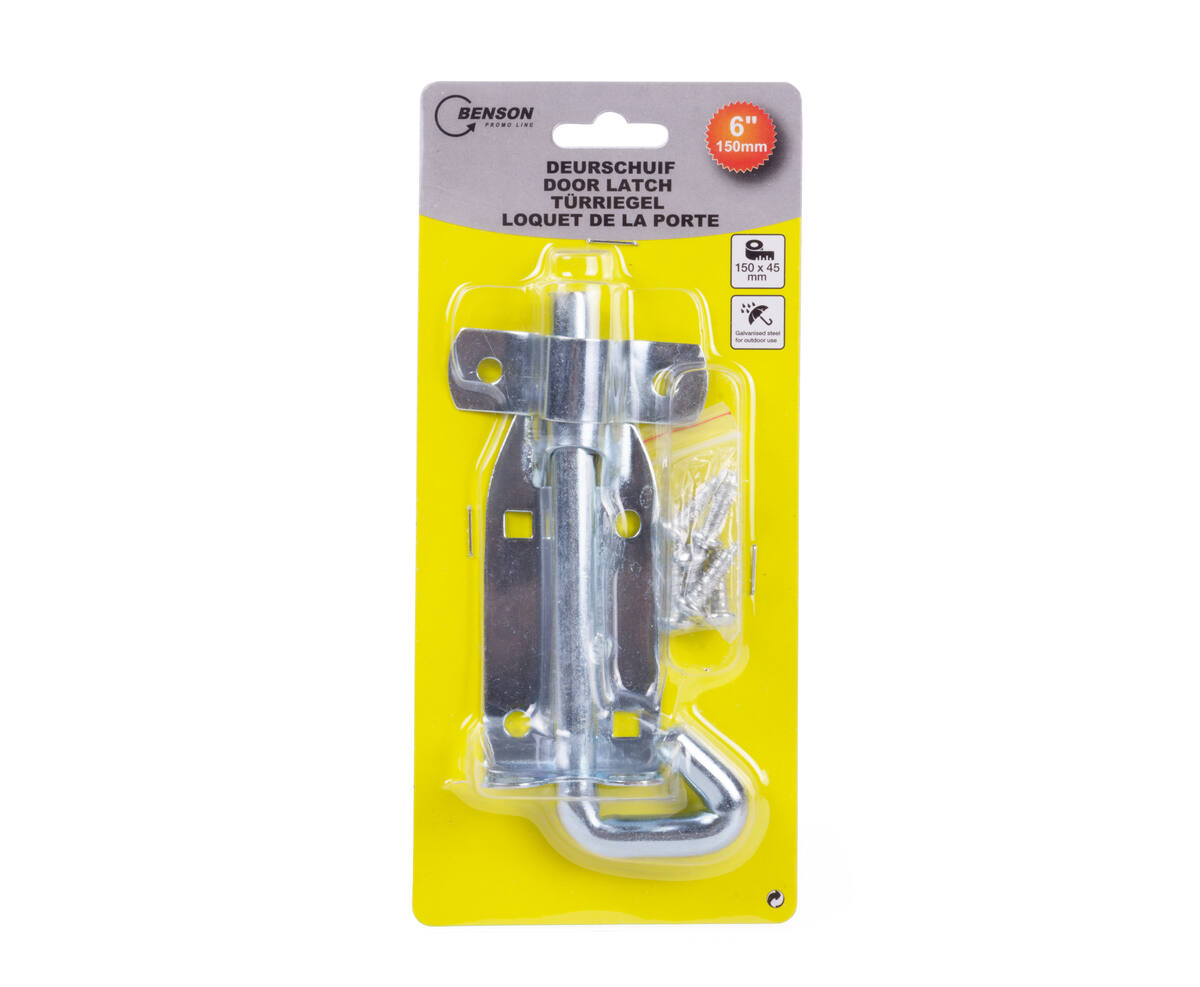 Deurschuif 150 mm gegalvaniseerd voor deuren en kasten met bevestiging