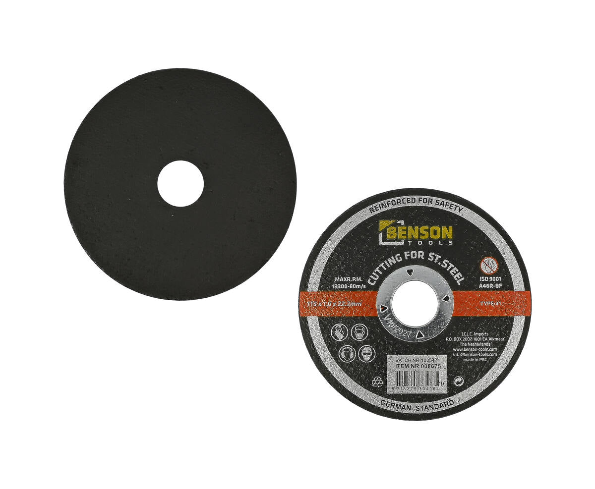 Doorslijpschijf RVS ø115x1.0x22.2 mm voor nauwkeurig snijden RVS.