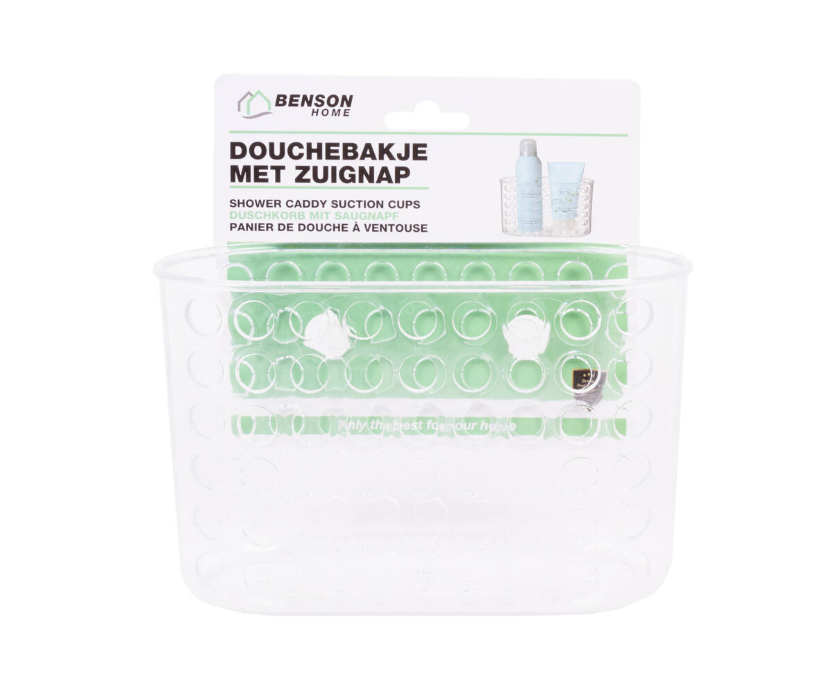 Transparant Douchebakje L: 17,5x8x12cm, Zuignapbevestiging voor Badkamer