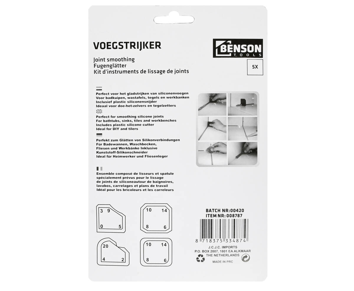 Voegstrijker Set 5 dlg - Voor Perfecte Siliconen Badkamervoegen