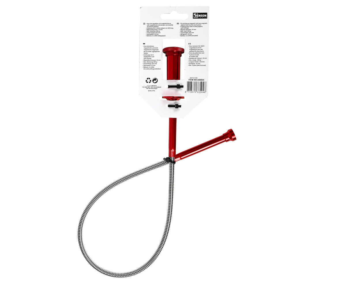 Aluminium Pick Up Tool: 3-in-1 Magneet, LED, 622mm Reach