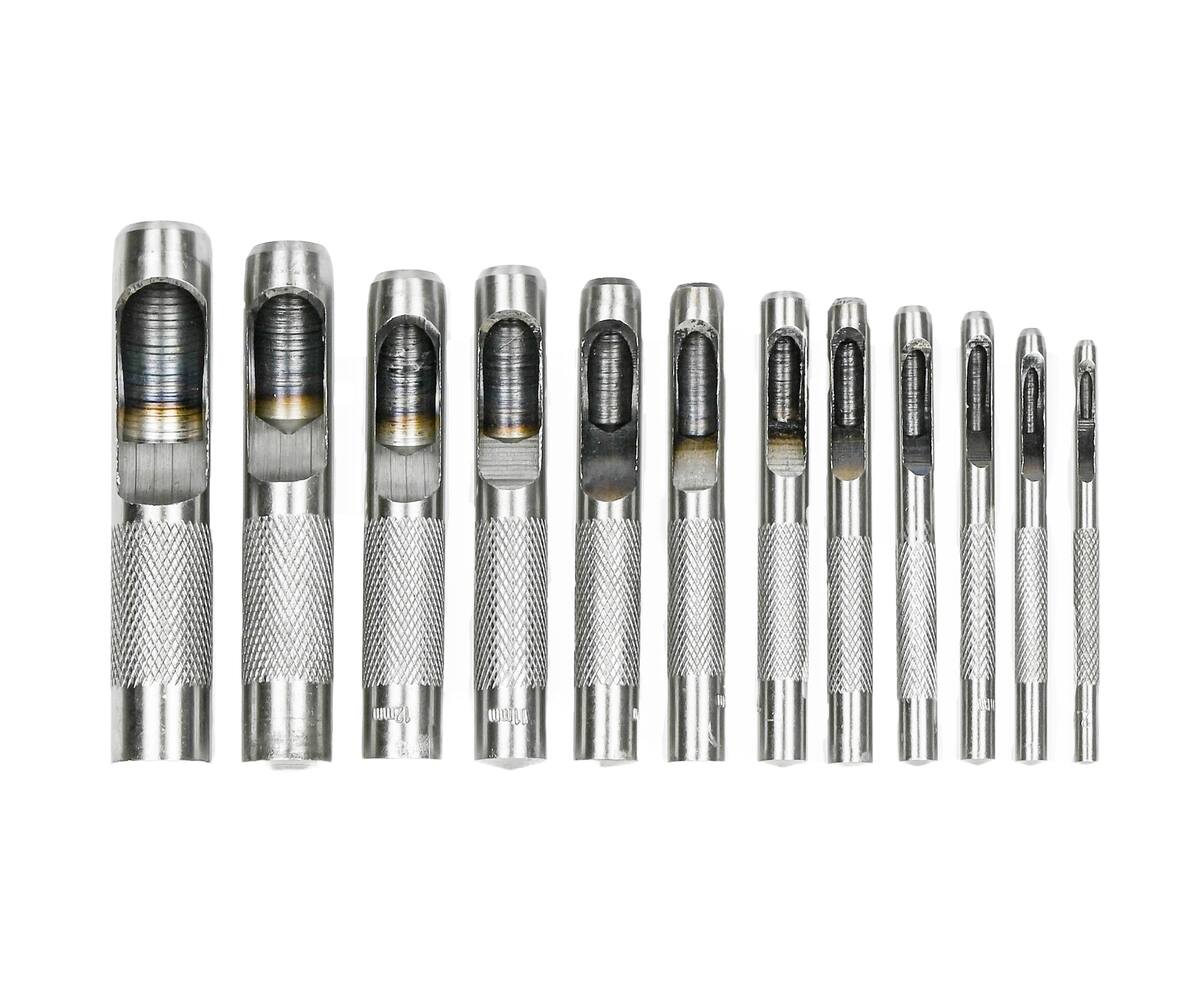 12-delige Holpijpset Jumbo: Cr-V staal, maten 2,5-16mm, ideaal voor leer.