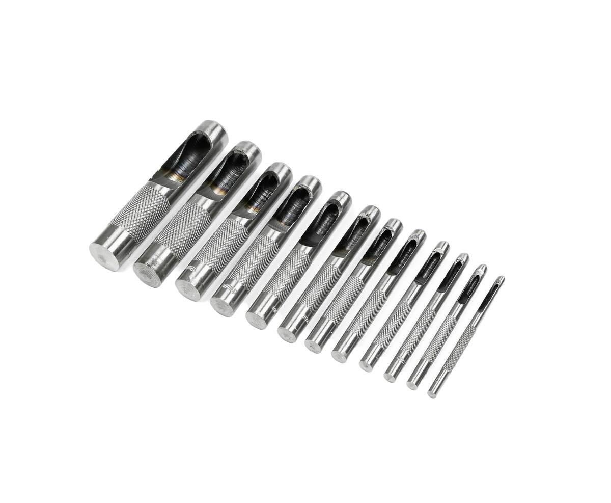 12-delige Holpijpset Jumbo: Cr-V staal, maten 2,5-16mm, ideaal voor leer.