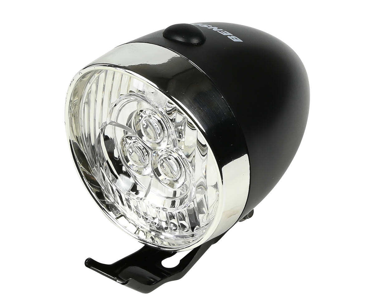 Fietskoplamp 3 LED Zwart, Voorvorkmontage, 3x AAA, Stijlvolle Verlichting
