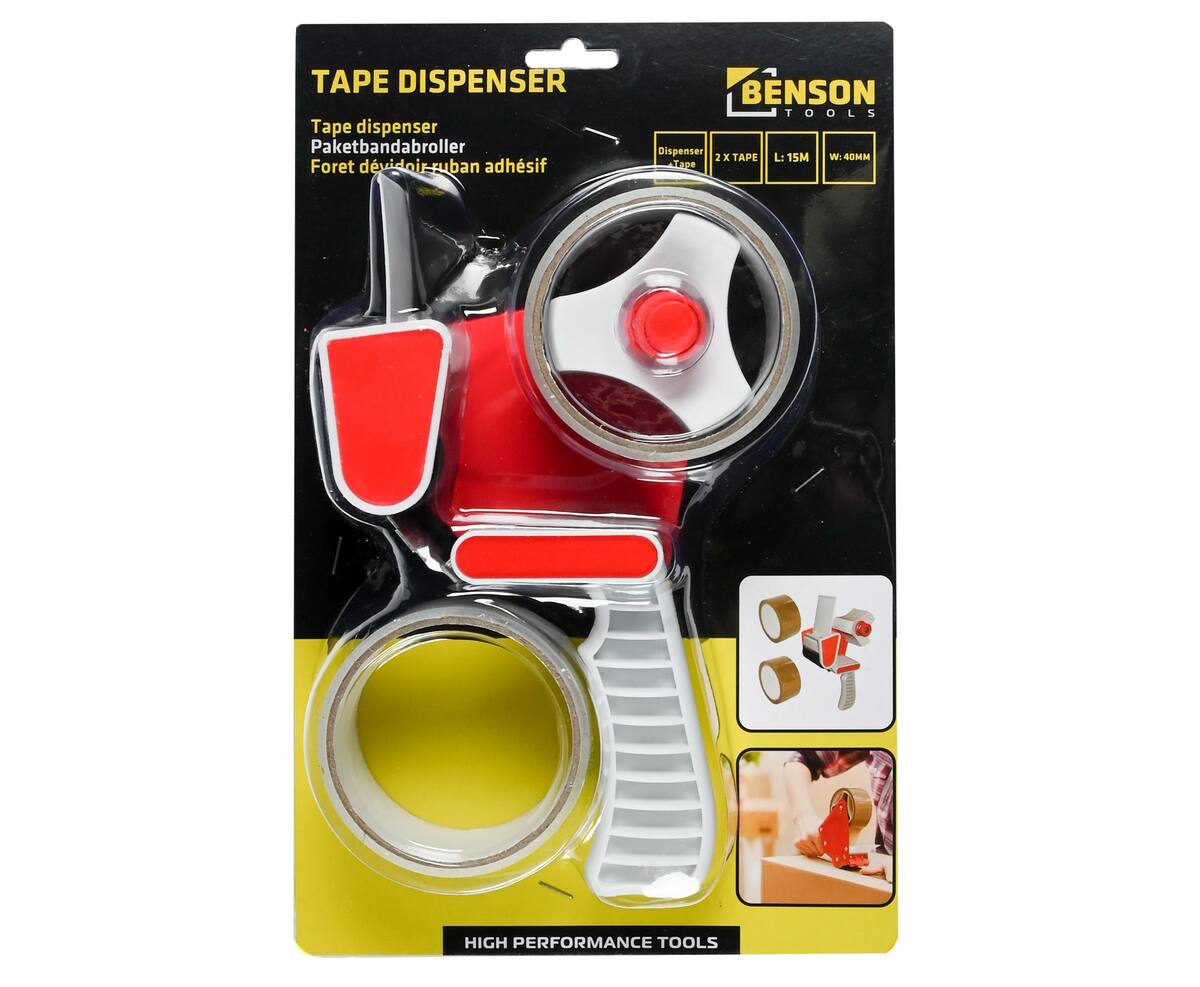 Tape Dispenser met 2 Rollen van 15m, Ideaal voor Kantoor en Verpakken