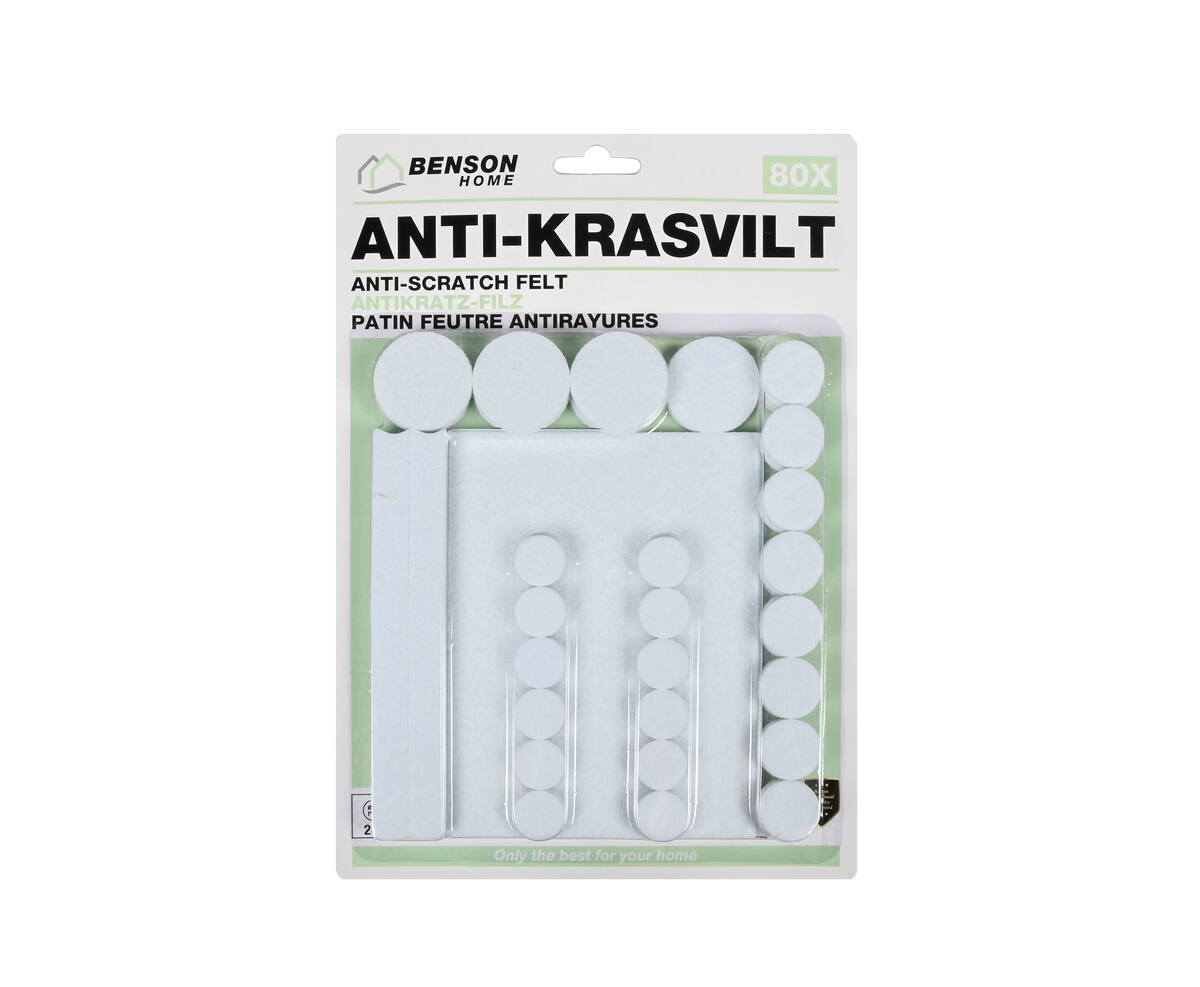 Antikrasvilt Set 80 dlg Wit - Beschermt vloeren, geluiddempend