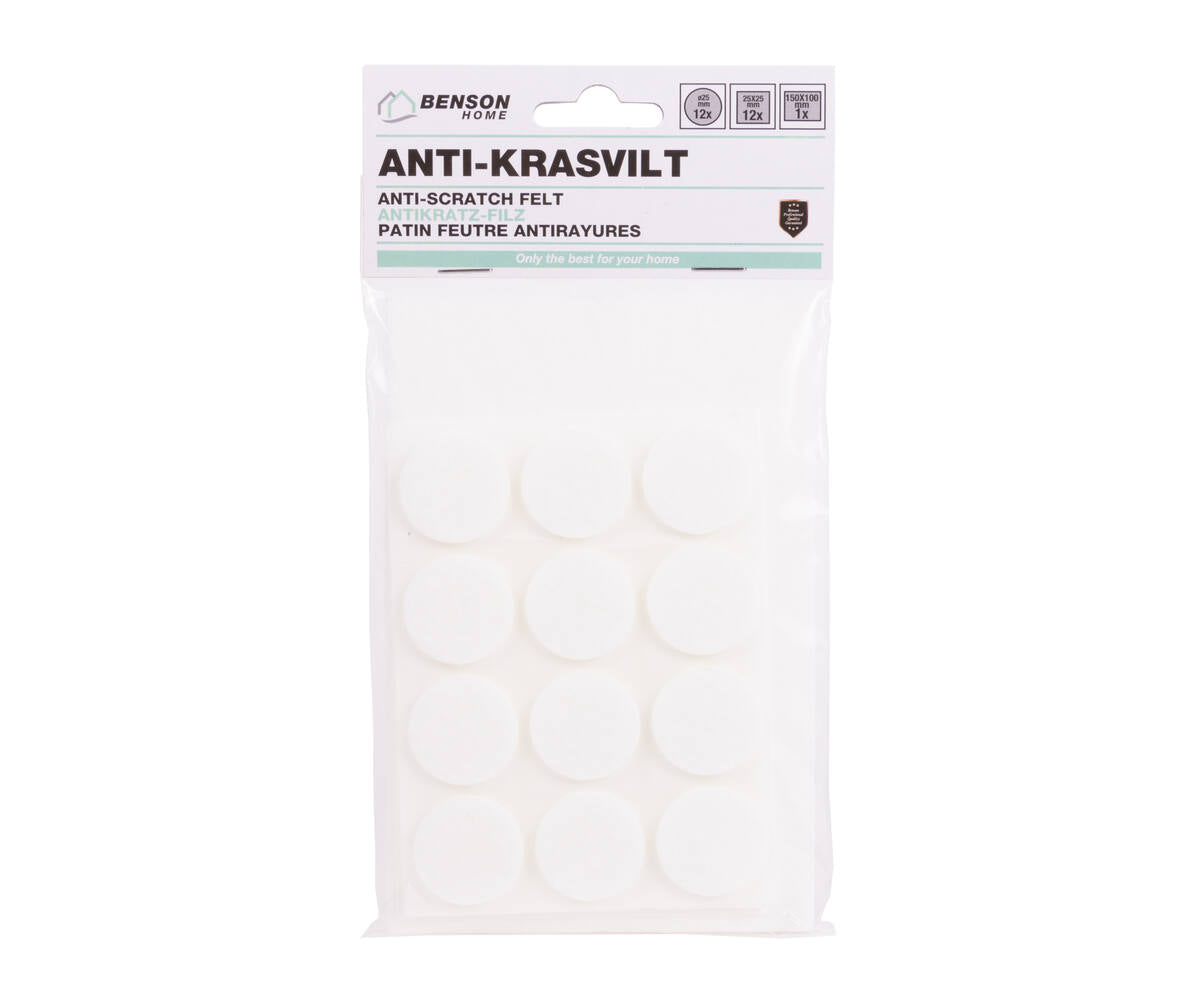 Antikrasvilt Set 25dlg Wit - Bescherm Vloer, Zelfklevend, Meubelvilt