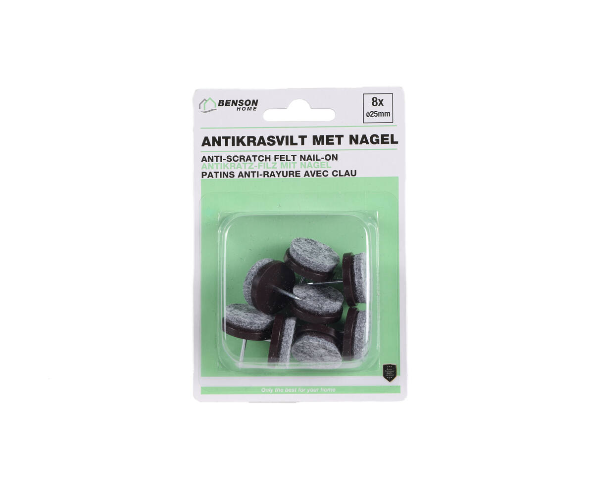 Antikrasvilt 24mm met Nagel, Set van 8, Beschermt Vloeren
