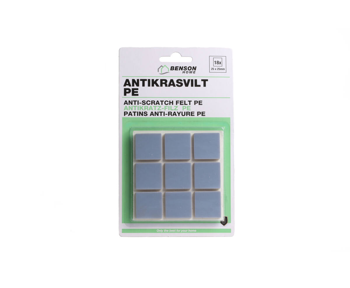 Antikrasvilt 25x25 mm, 18 dlg, beschermt vloeren tegen krassen.