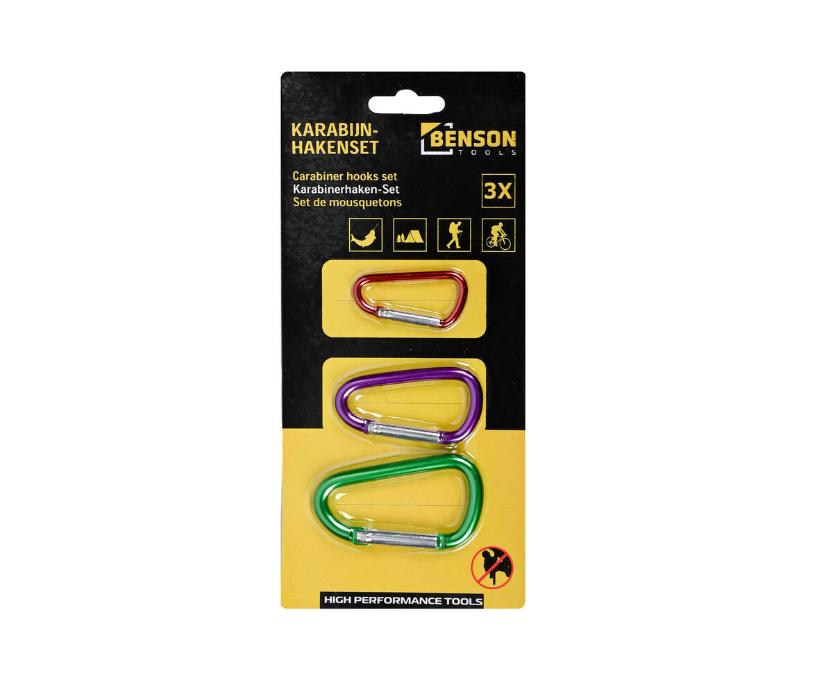 3-delige Karabijnhakenset voor Sleutels en Outdoor Accessoires