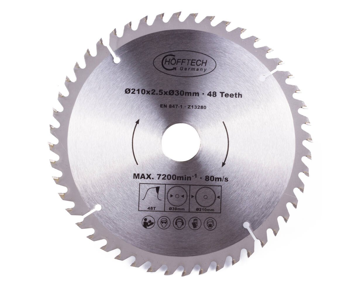 Cirkelzaagblad 210mm, 48 Tanden, Incl. Adapters voor Houtbewerking