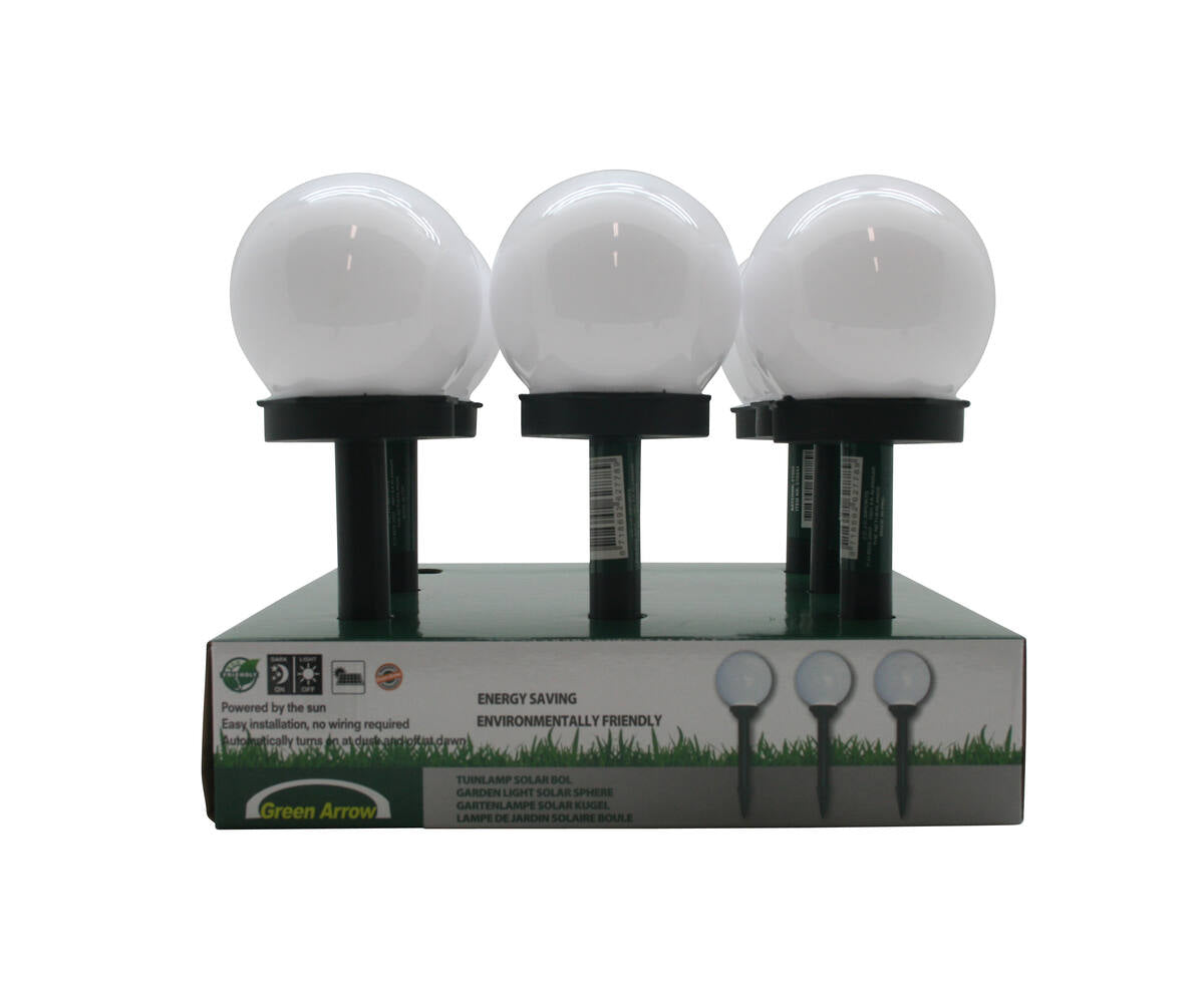 Solar Tuinlamp Bol Ø20cm, LED, Automatisch, Zonne-energie, Wit Licht