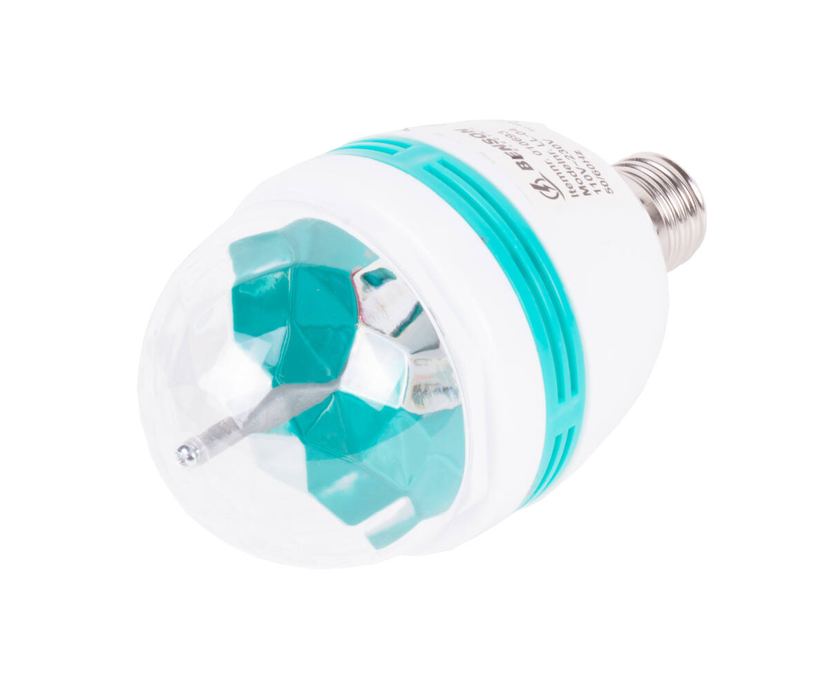 Roterende LED Discolamp E27, 3W, 360° Rood/Groen/Blauw Feestverlichting