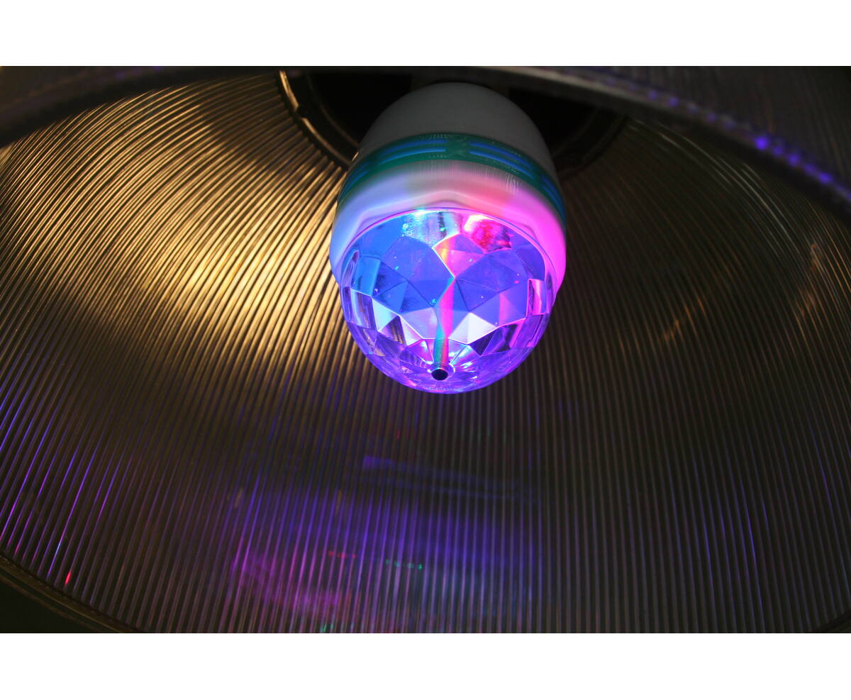 Roterende LED Discolamp E27, 3W, 360° Rood/Groen/Blauw Feestverlichting