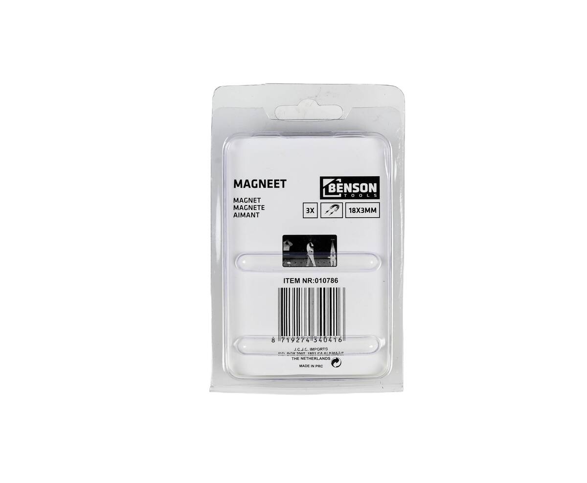 3x Supersterke Magneten 18x3mm voor Whiteboards & Koelkasten