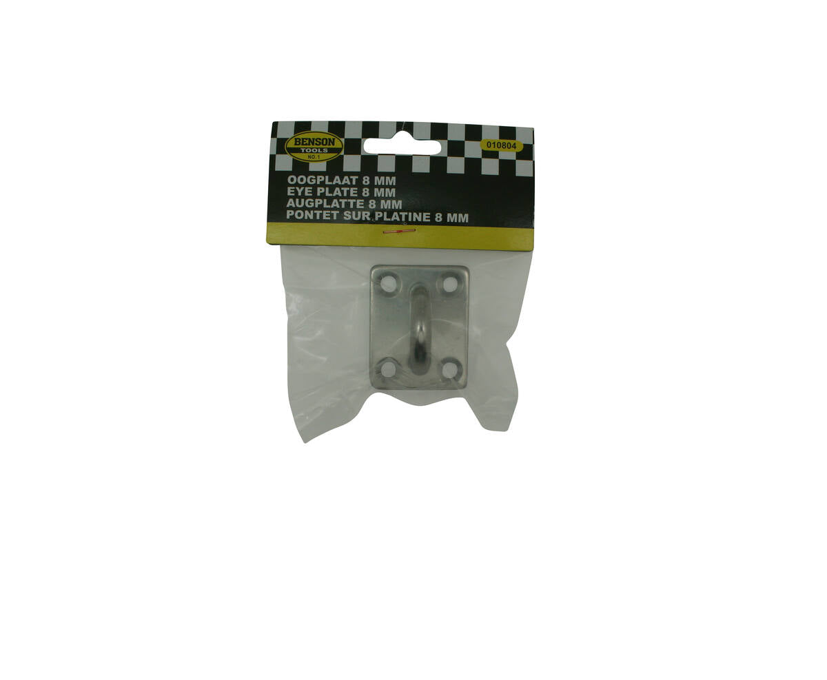 Oogplaat 8mm RVS, 40x45mm, voor touwen en kabelbevestiging.