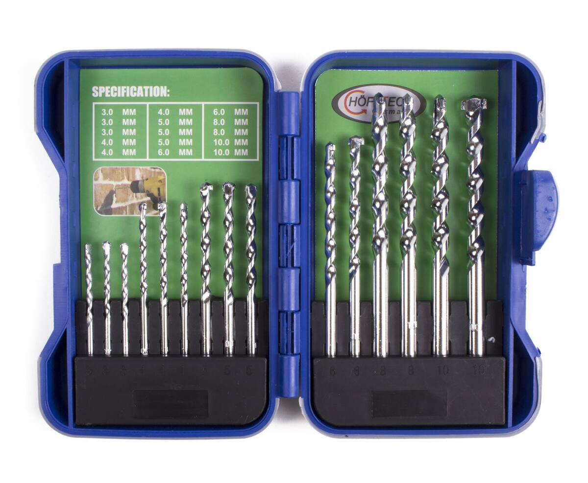 15-delige Steenboorset met Carbon Steel Bits in Hardcase, YG8 Precisie