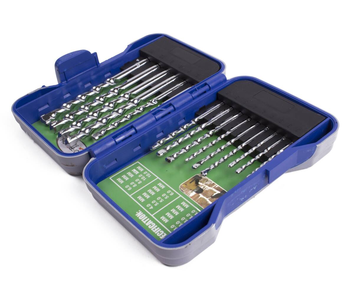 15-delige Steenboorset met Carbon Steel Bits in Hardcase, YG8 Precisie