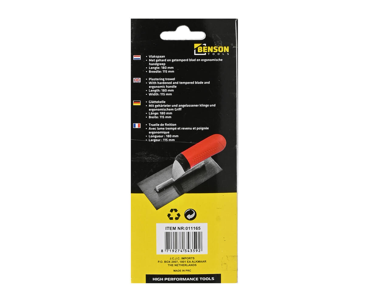 Vlakspaan 180 mm - Ideaal voor Pleister- en Stucwerk Afwerking