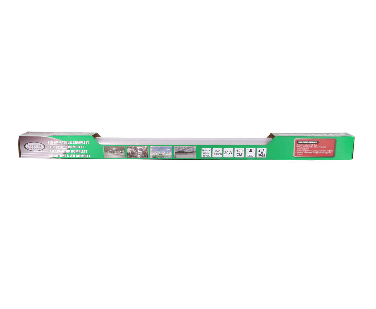 LED Armatuur 20W T8, 120cm, IP65, 1500lm, 4000K, voor garages en werkplaatsen