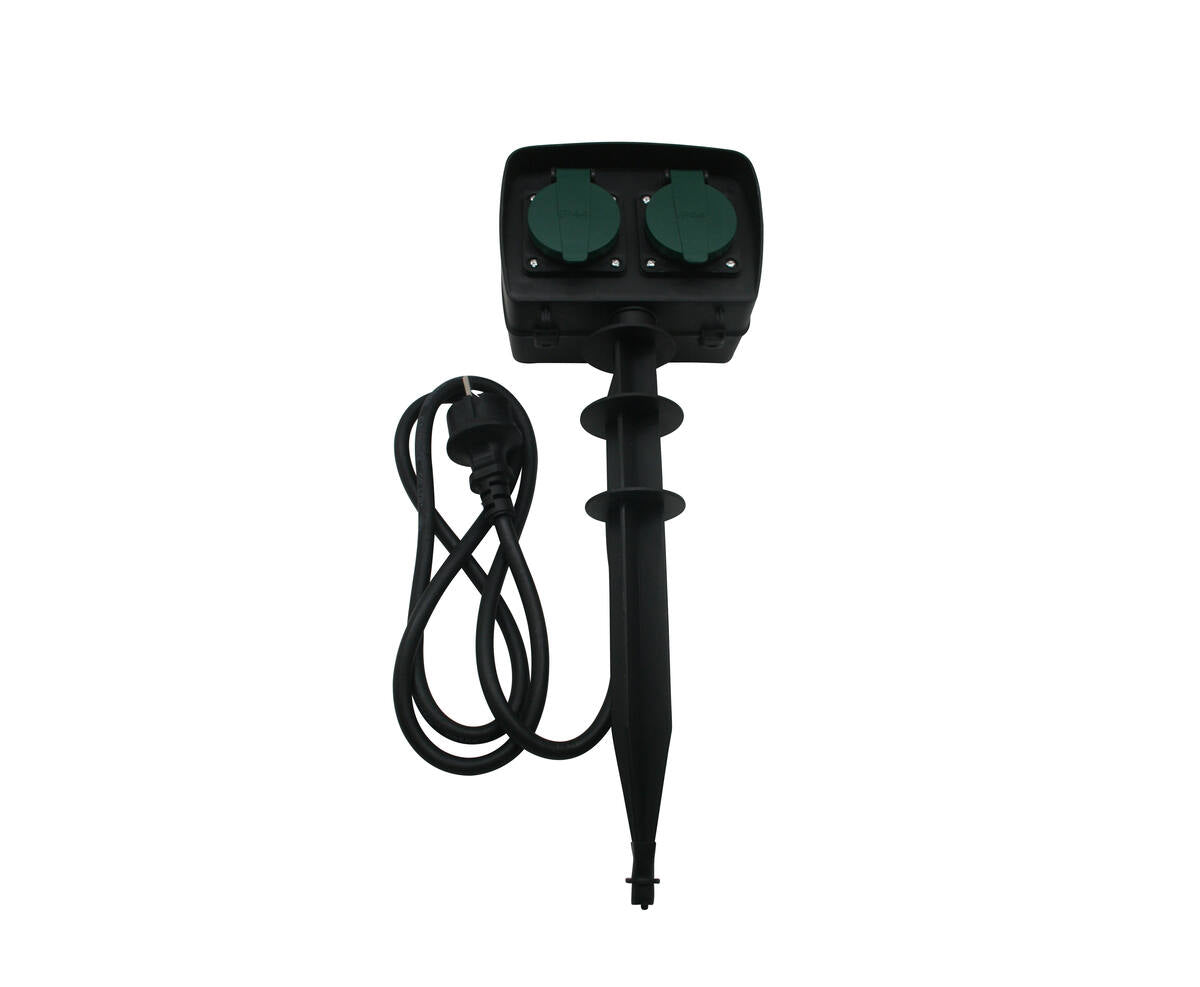 Tuincontactdoos met Timer, 1.5m Kabel, IP44, Voor Buitenverlichting