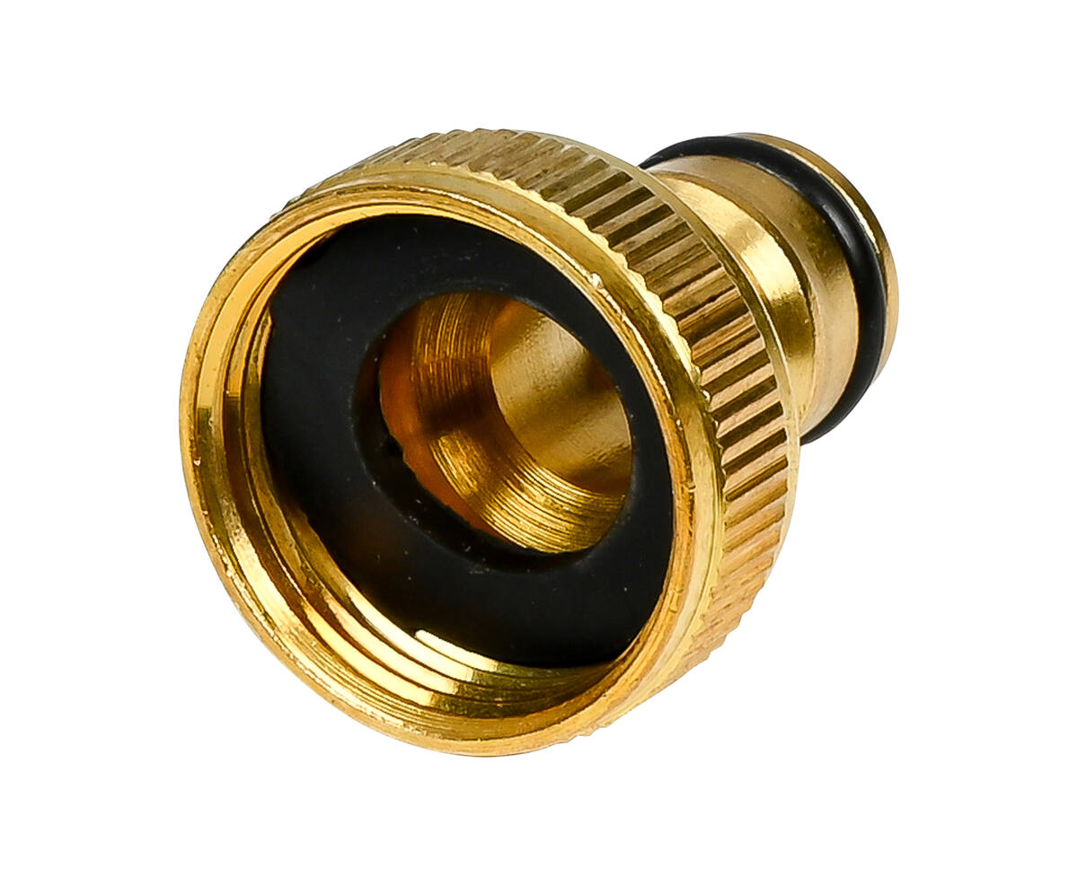 Slangkoppeling Messing 3/4" voor snelle tuinslang-aansluiting.