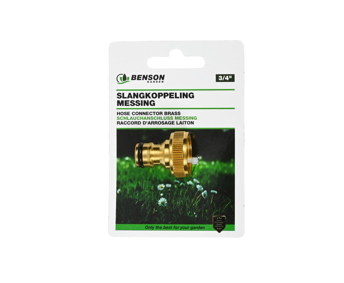 Slangkoppeling Messing 3/4" voor snelle tuinslang-aansluiting.