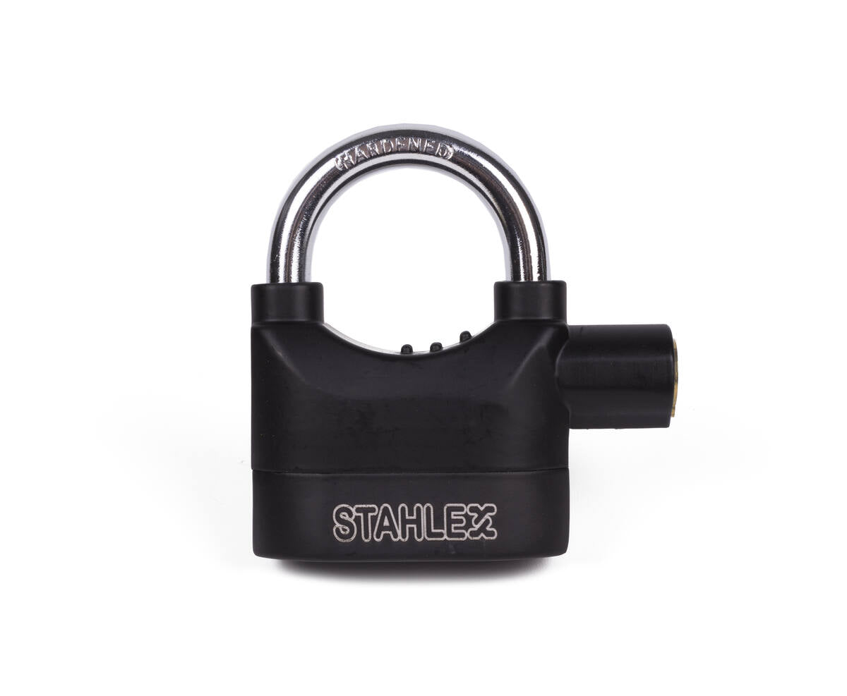 Hangslot 65mm Alarm, 110dB Sirene, Gehard Staal, 3 Sleutels, LR44 Batt.