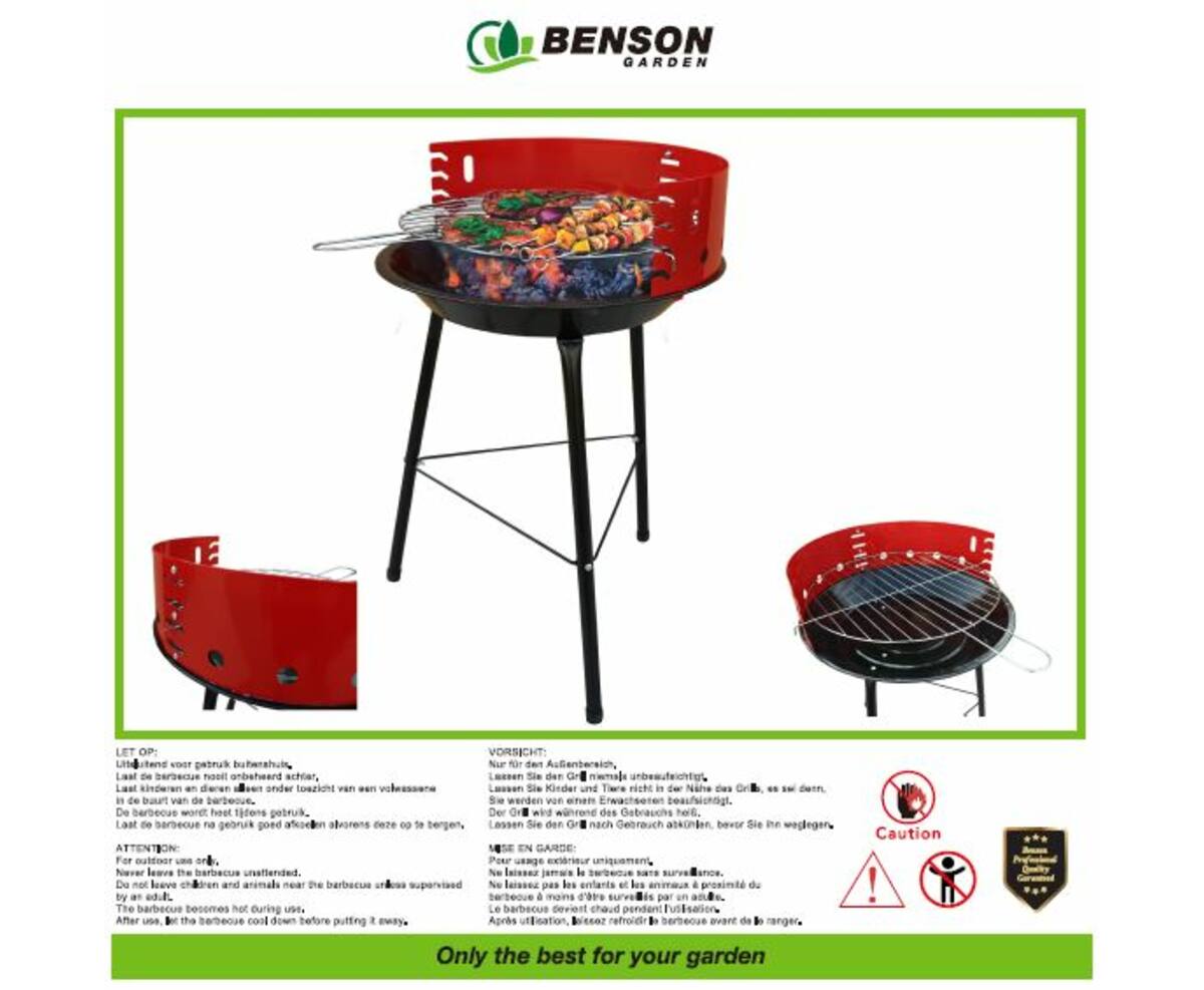BBQ 4-level 36x36x51.5 cm - Verstelbare Houtskoolgrill voor Tuinfeesten
