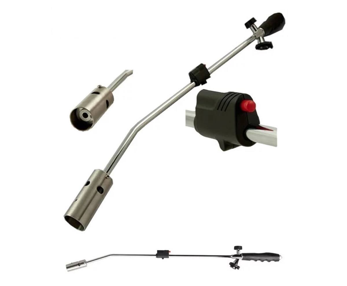 Onkruidbrander Gas 800-1300°C, Regelbare Vlam, Piezo Ontsteking