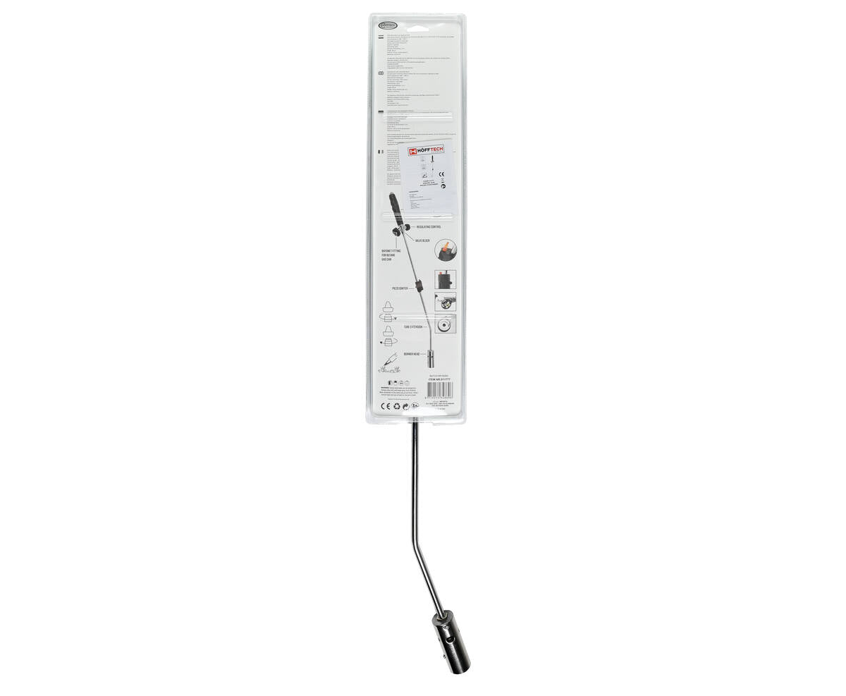 Onkruidbrander Gas 800-1300°C, Regelbare Vlam, Piezo Ontsteking