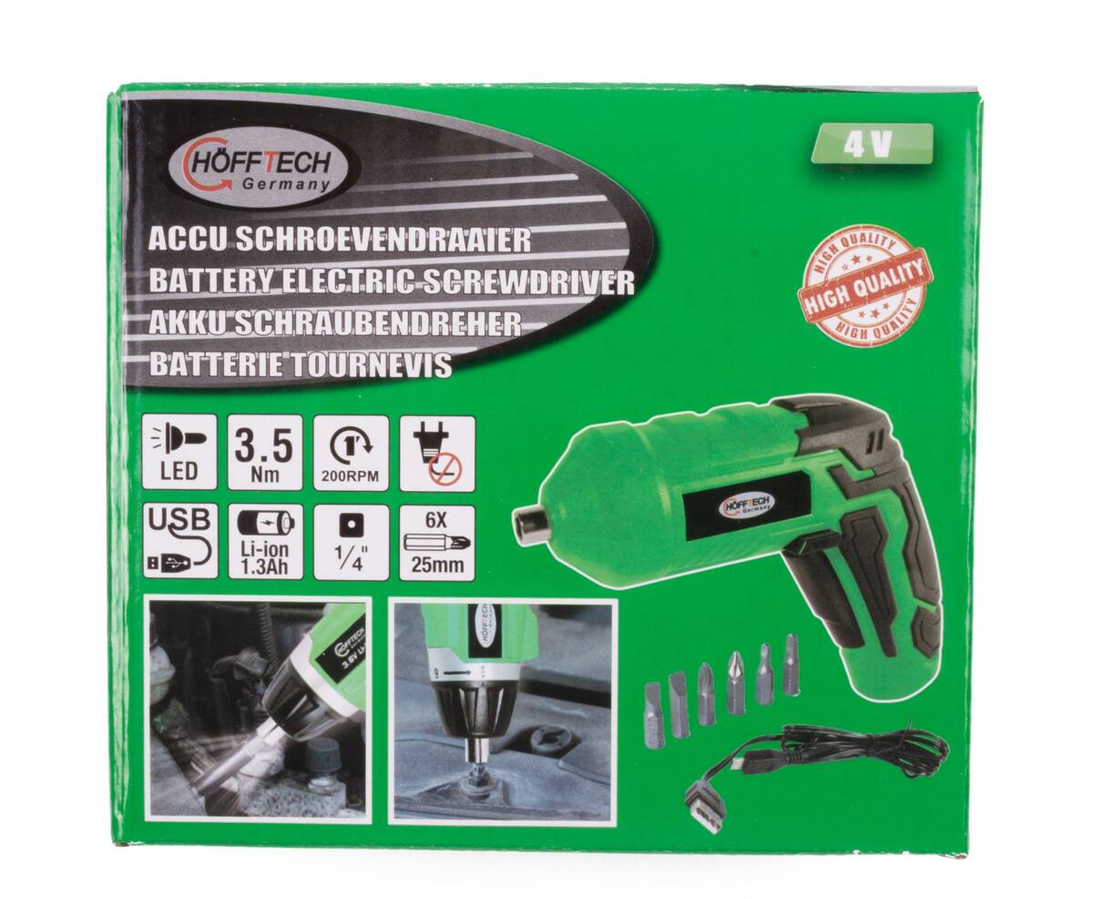 3.6V Li-ion Schroevendraaier, 1300mAh, 200RPM, LED, 6 bits