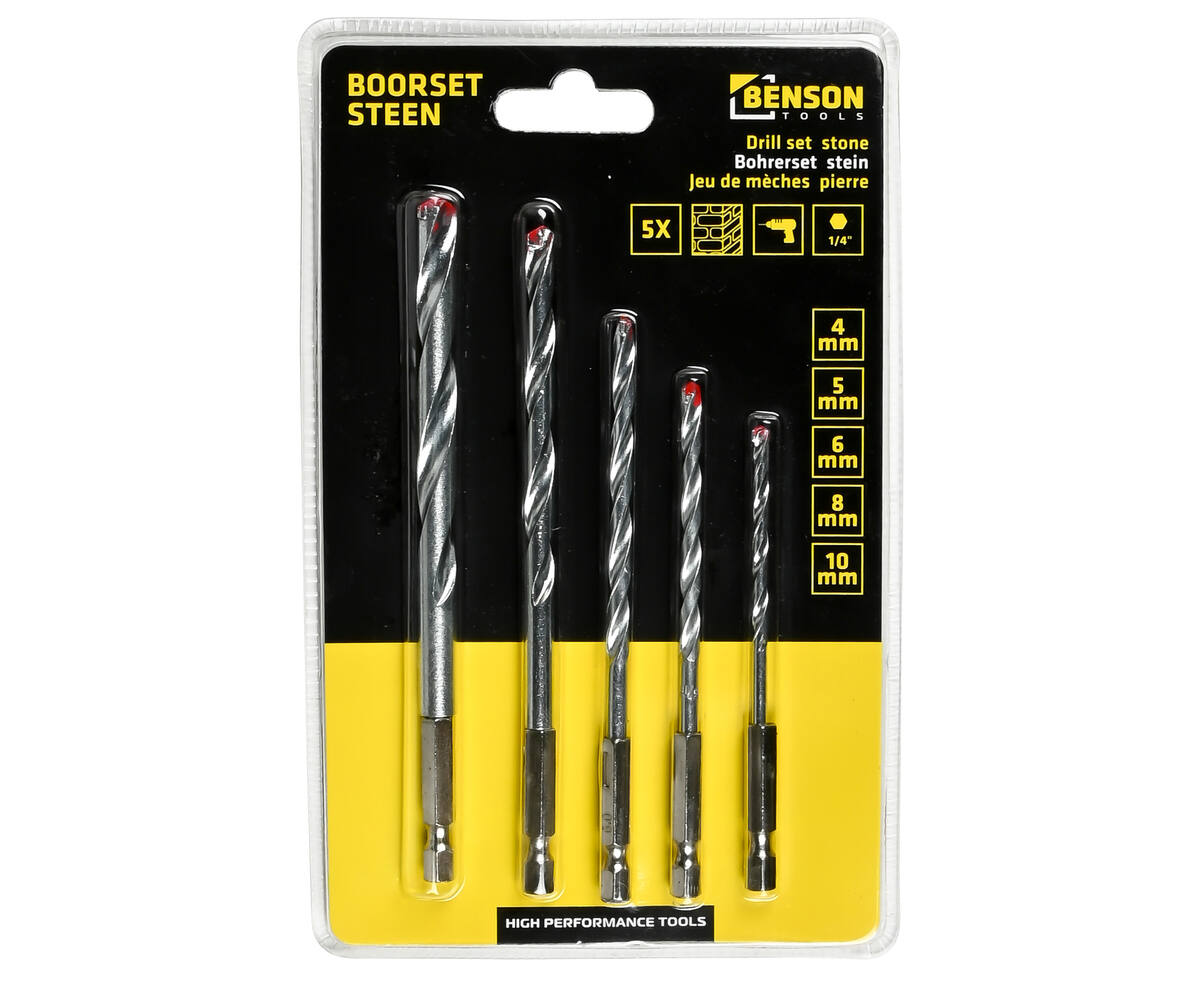 5-delige Steenboorset 4-10mm voor Precisie Boren in Steen