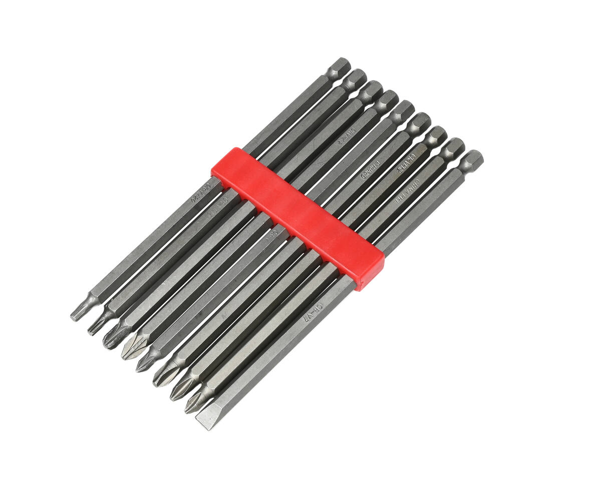 10-delige bitset 150mm, Torx, PH, PZ voor moeilijk bereikbare plaatsen.