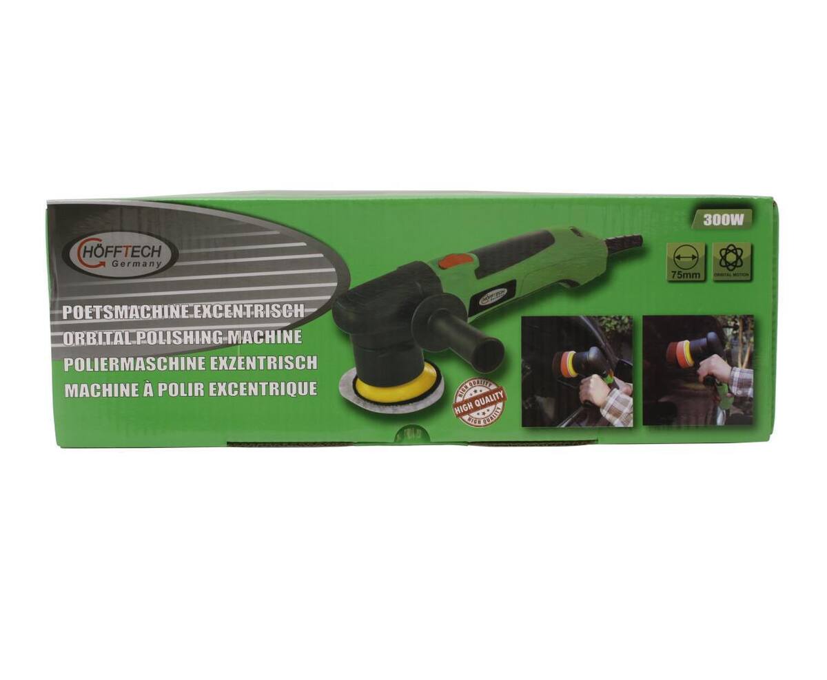 Excentrische Poetsmachine 300W, ø75mm, Incl. Pads voor Auto's