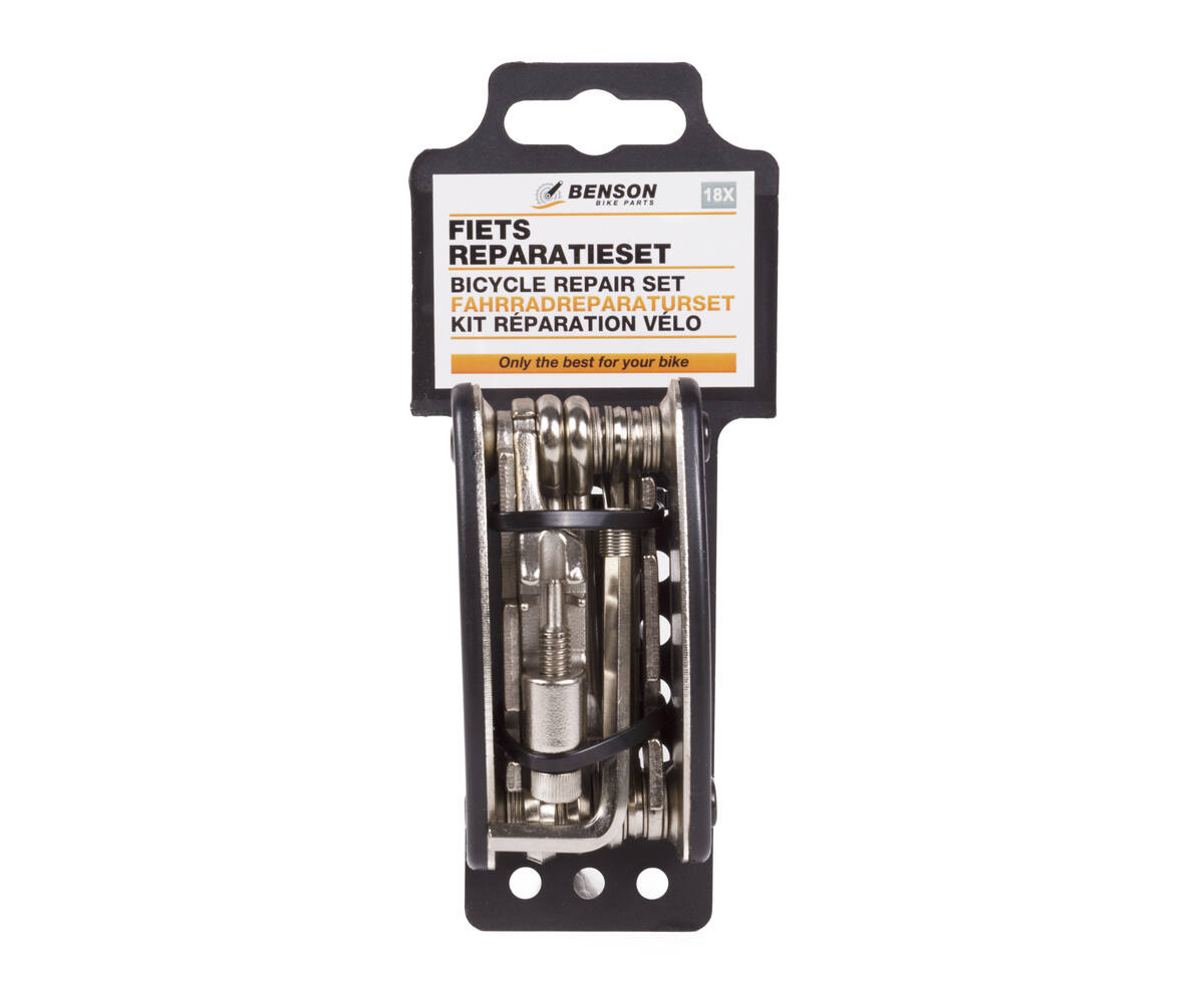 Fiets Reparatieset 18 dlg: Compleet met schroevendraaiers en inbussleutels.