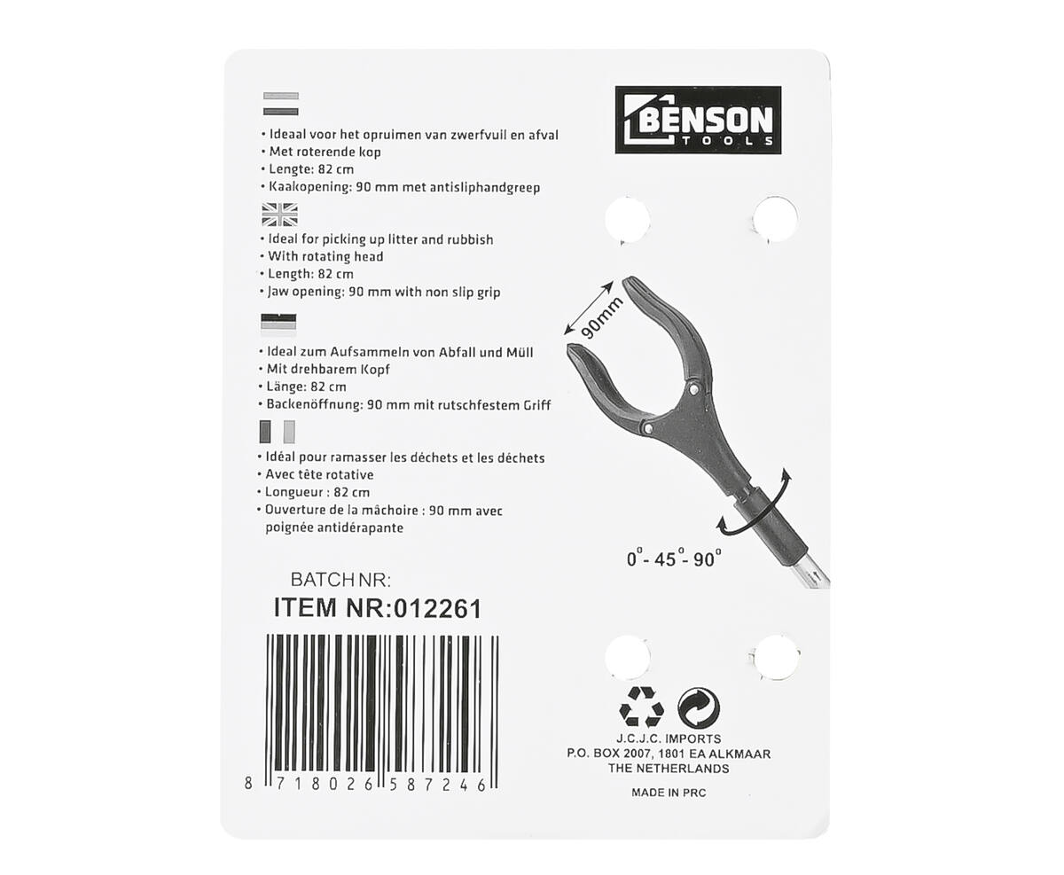 Pick Up Tool 82 cm, Draaibare Kop, Ideaal voor Zwerfvuil Opruimen