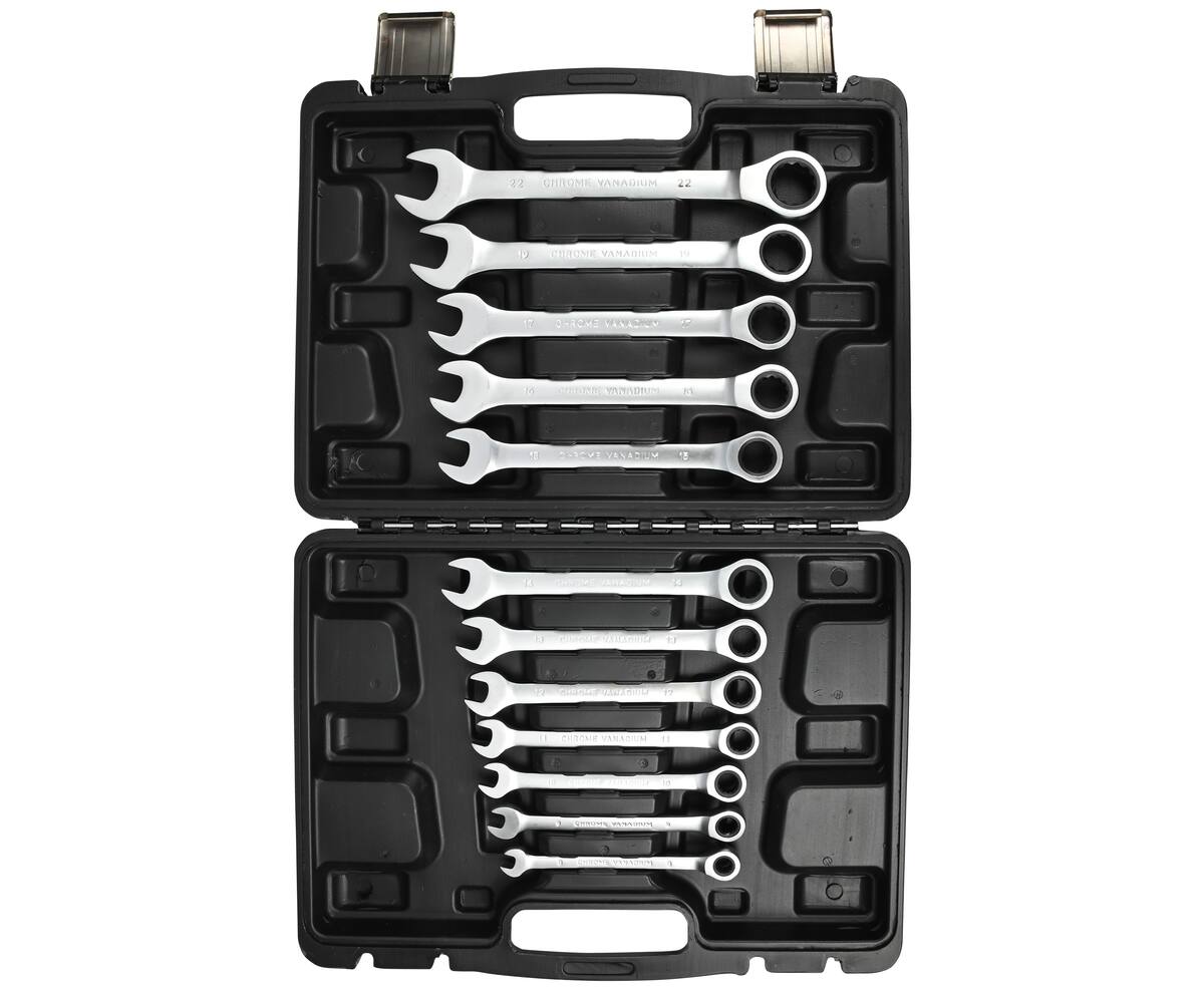 Ratel Ring-Steek Sleutelset 12-delig, 8-22mm, met Opbergkoffer