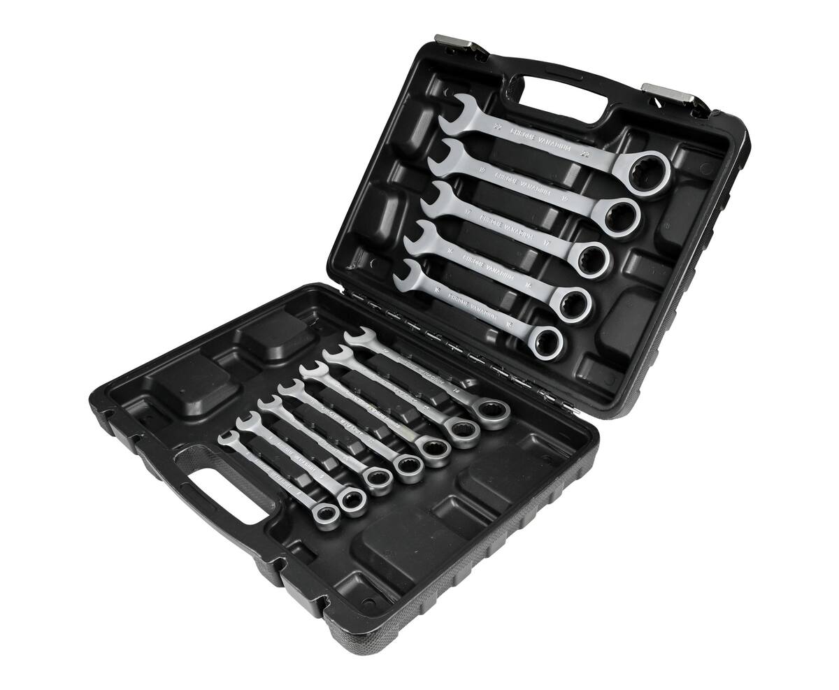 Ratel Ring-Steek Sleutelset 12-delig, 8-22mm, met Opbergkoffer