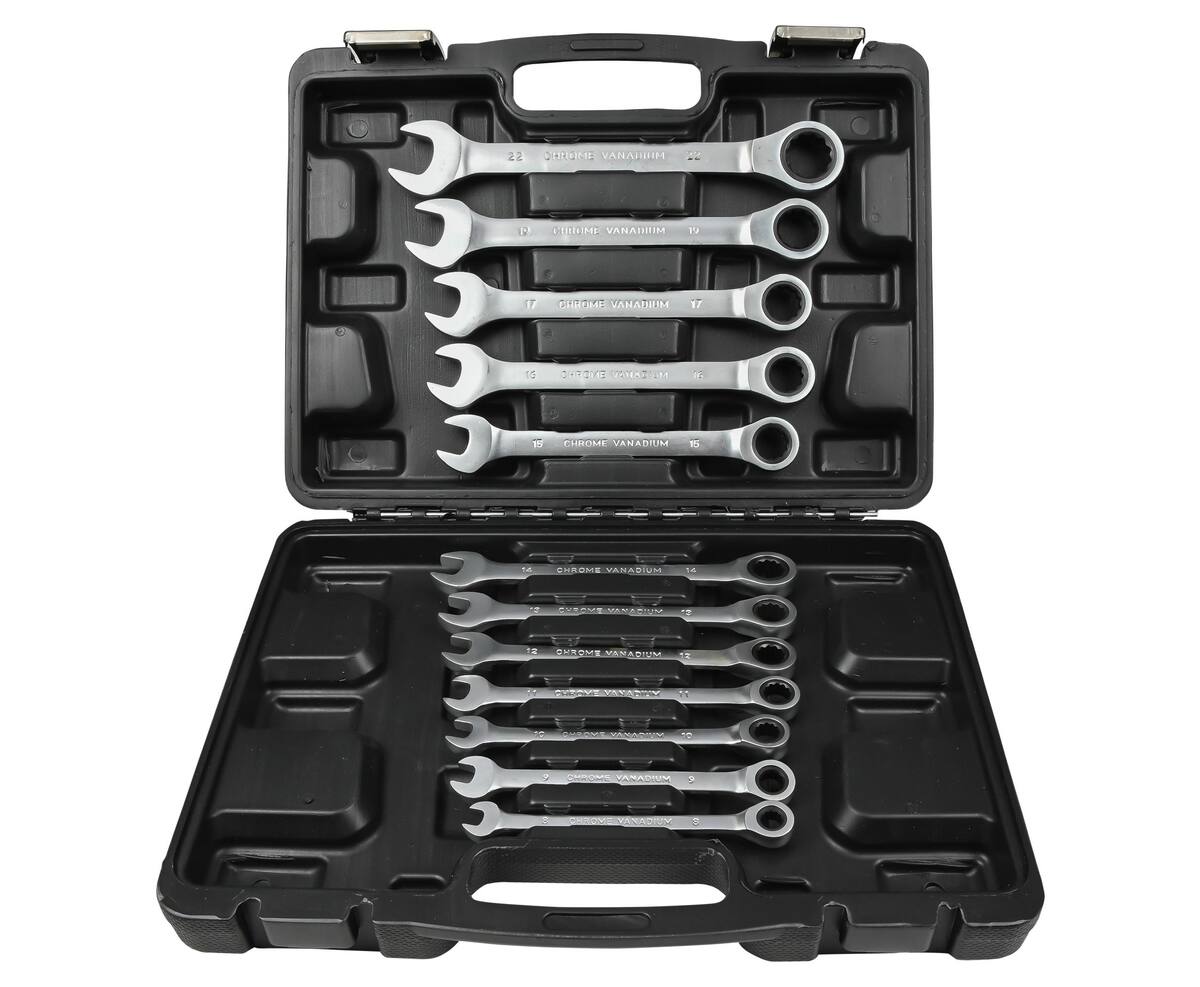 Ratel Ring-Steek Sleutelset 12-delig, 8-22mm, met Opbergkoffer