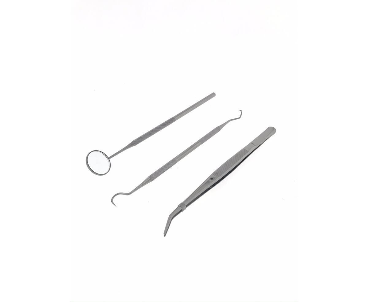 Inspectieset RVS 3 dlg: spiegel 160mm, pincet 150mm, haak 170mm
