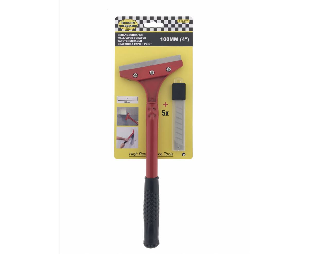 Behangschraper 100mm + 5 Messen, Ideaal voor Verwijderen Behang