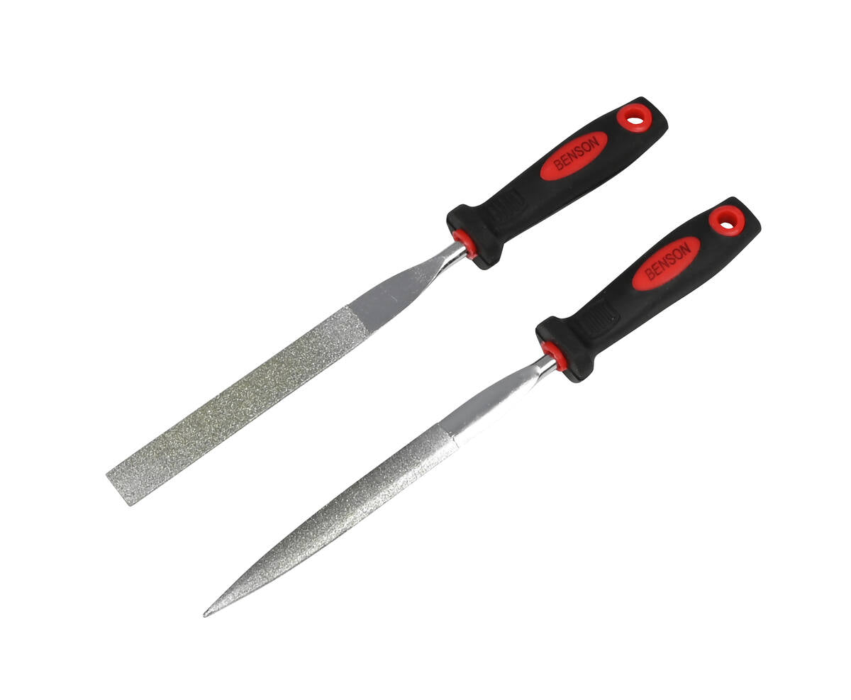 Diamantvijl Set 2-delig - Plat/Half Rond, 120 Korrel, 170mm, Metaalbewerking