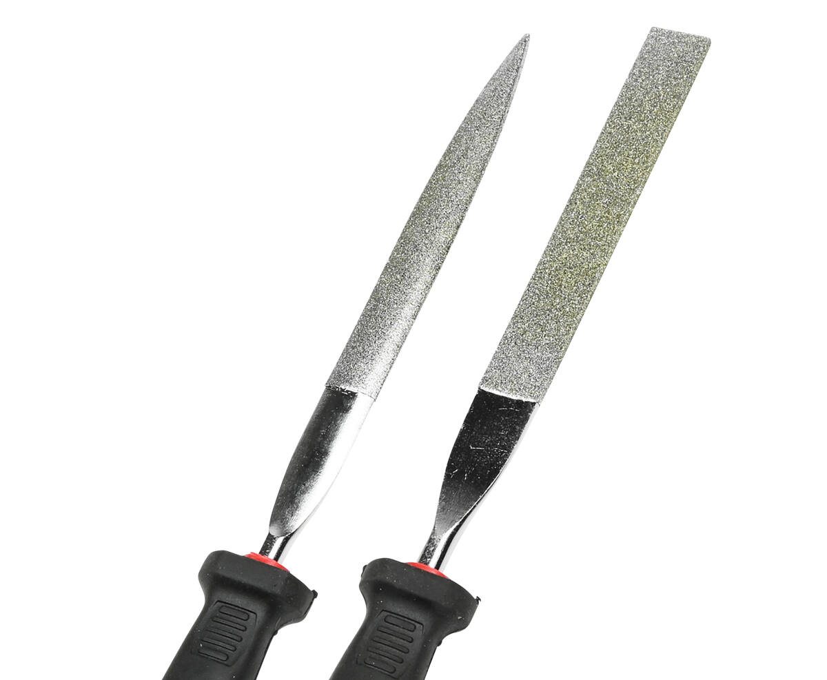 Diamantvijl Set 2-delig - Plat/Half Rond, 120 Korrel, 170mm, Metaalbewerking