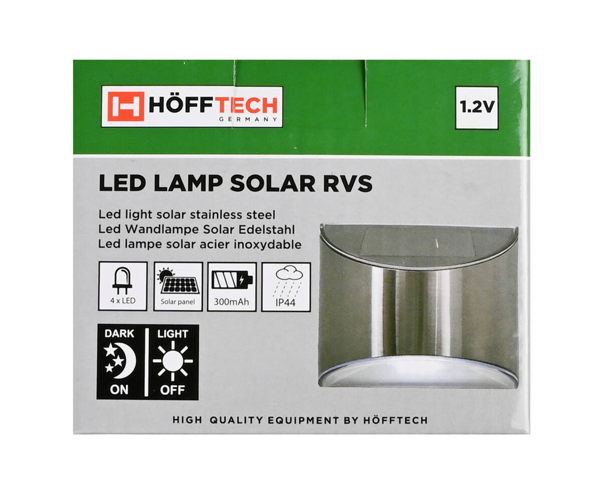 Solar LED Lamp RVS 4 SMD 1.2V 300mAh IP44 voor Tuin & Badkamer