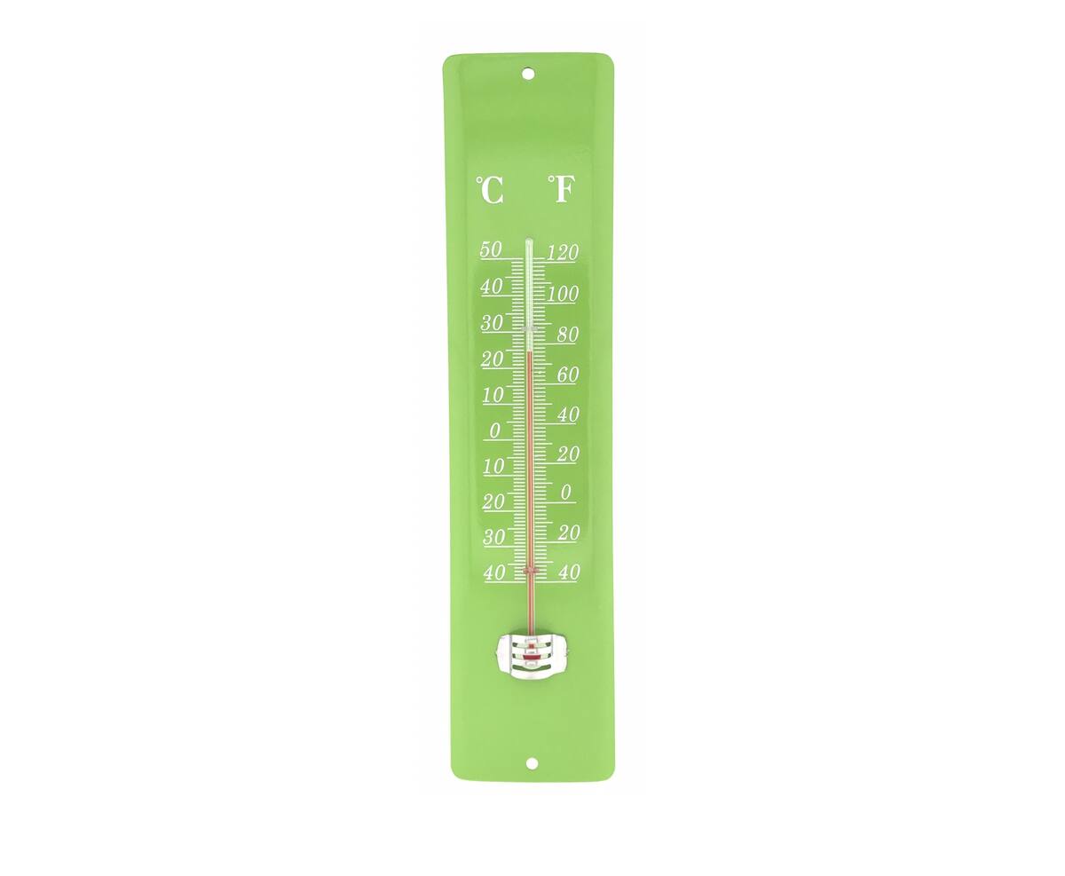 Metaal Groene Thermometer 30 cm, -40°C tot 50°C, Binnen/Buiten